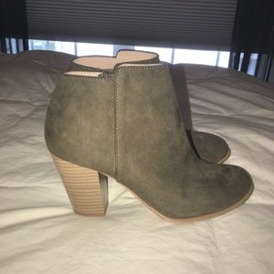 Olive green ankle booties